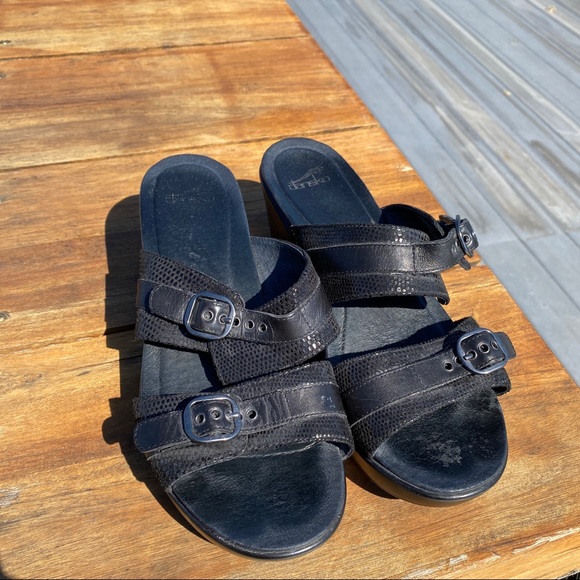 Dansko Jessie Black Lizard Print Slip-On Sandals Women's Size 41 - Picture 6 of 9